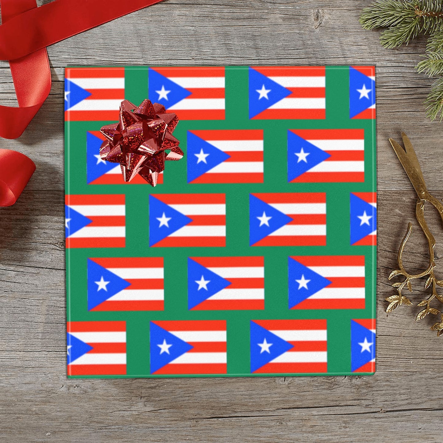 Puerto Rico Flag Custom Gift Wrapping Paper 58"x 22.5" (4 Rolls)