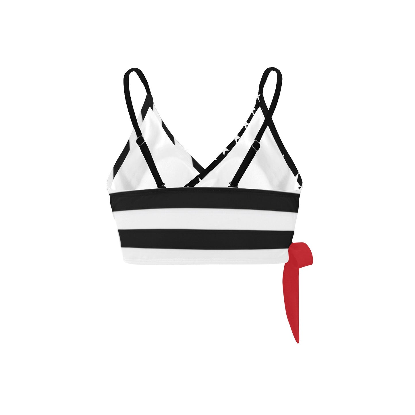 Thin Red Line Flag Inspired Knot Side Bikini Top