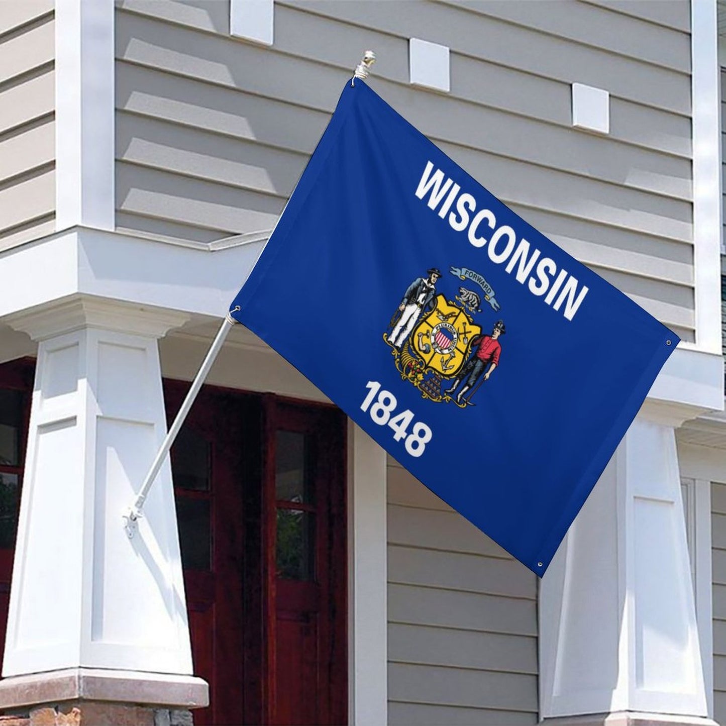 Wisconsin Flag Inspired Wall Mount Flag with Four Grommets (35x59 in)