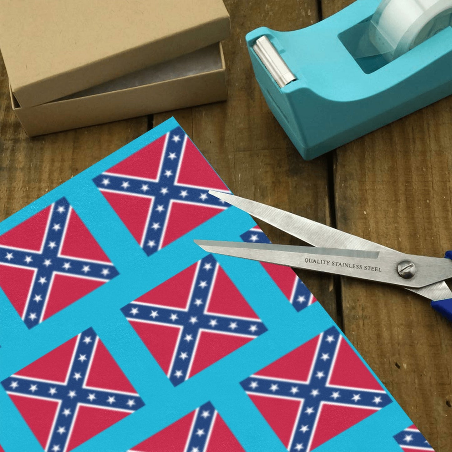 Confederate States Battle Flag Inspired Custom Gift Wrapping Paper 58"x 22.5" (4 Rolls)
