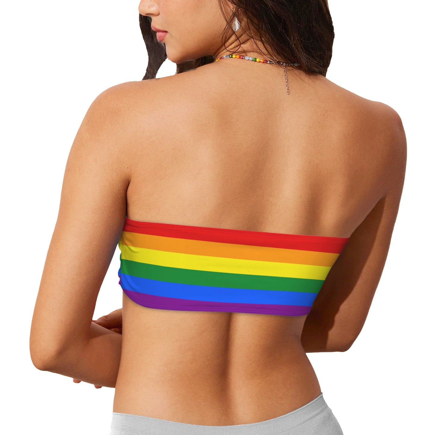 Rainbow Flag Inspired Bandeau Tube Bikini Top