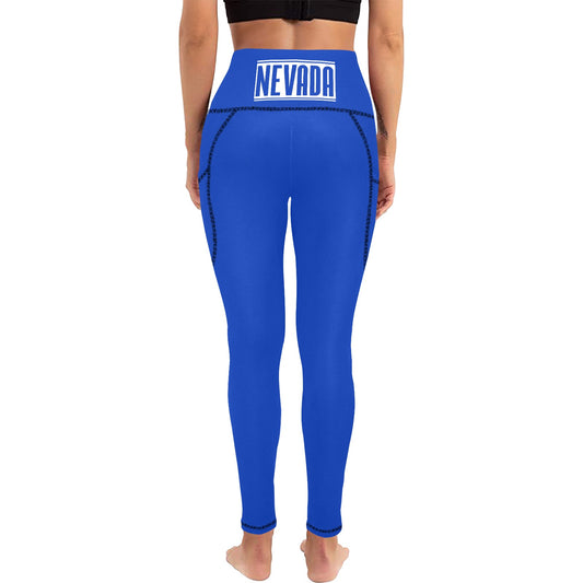 Nevada Flag Inspired Women’s High Waist Leggings with Pockets
