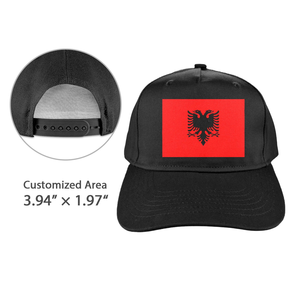 Albania Flag Inspired Baseball Cap | Printed in the  USA