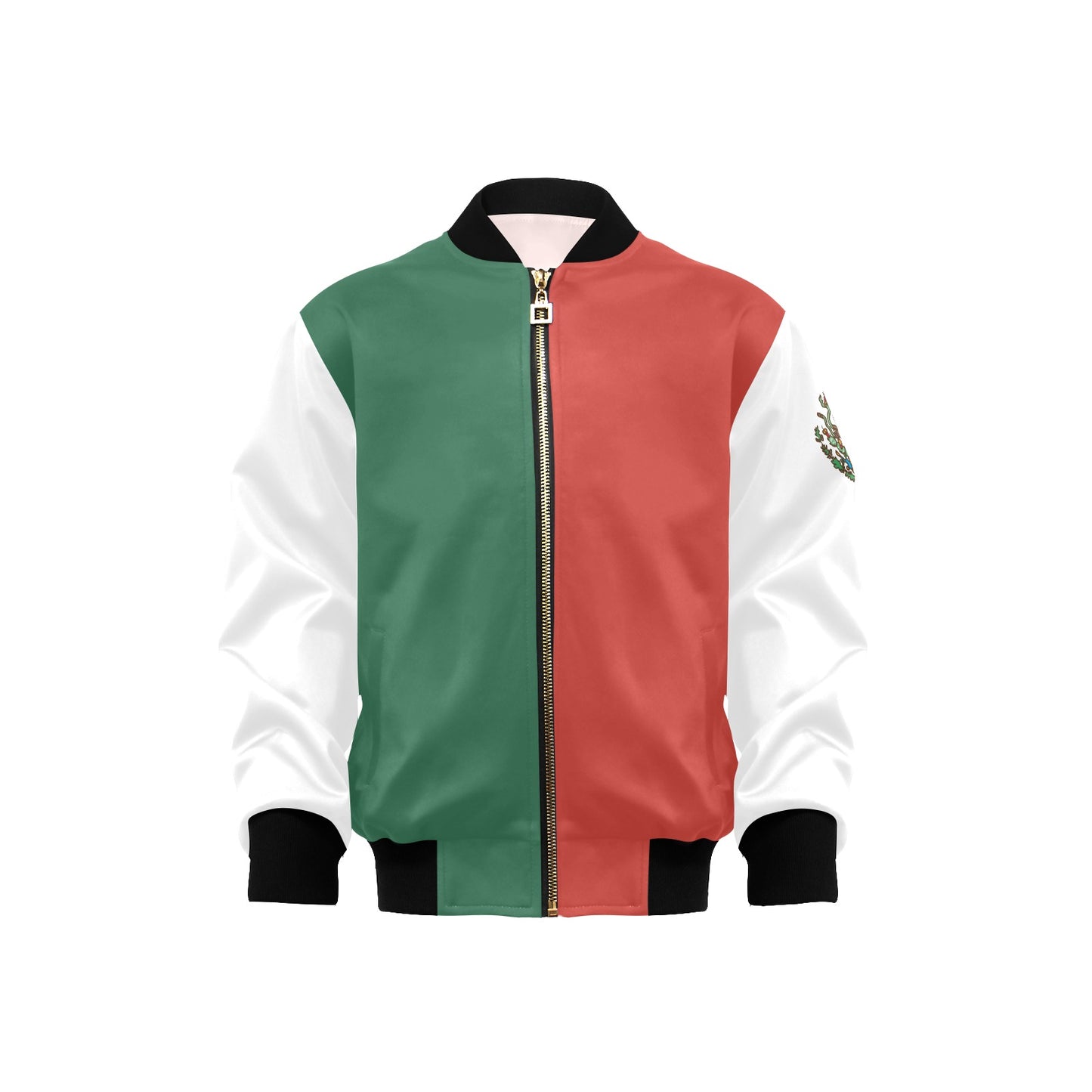 Mexico Flag Inspired Kids' Bomber Jacket with Pockets