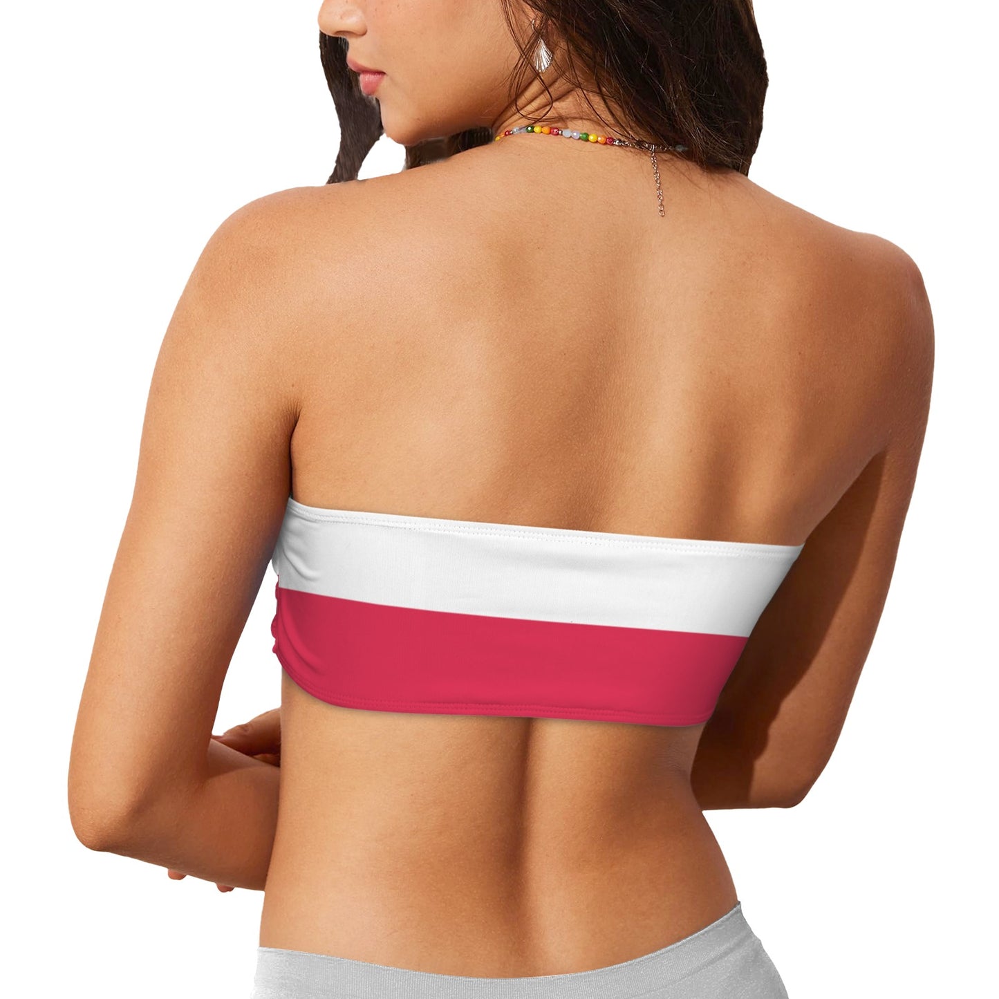 Poland Flag Inspired Bandeau Tube Bikini Top