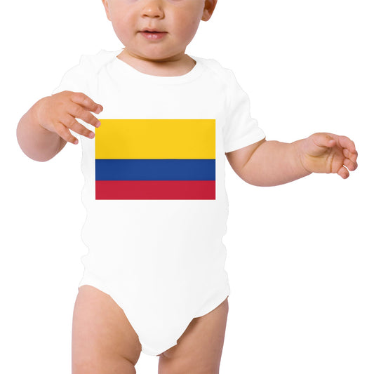 Colombia Flag Baby Short Sleeve Unisex Bodysuits（Made in USA）