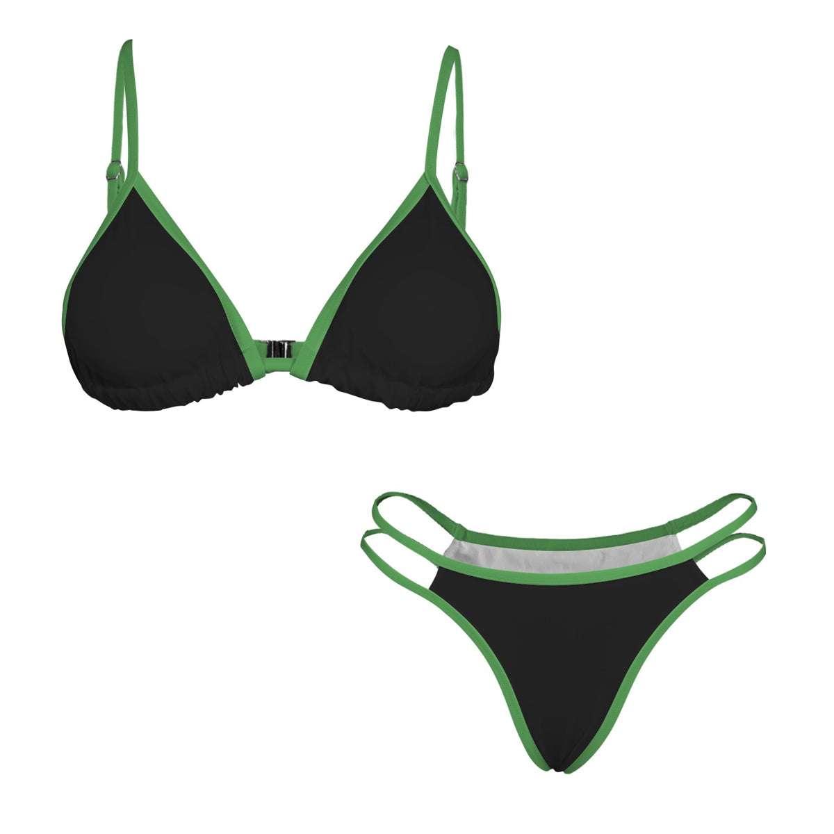 Thin Green Line Flag Inspired VDouble-Strap Triangle Bikini Set