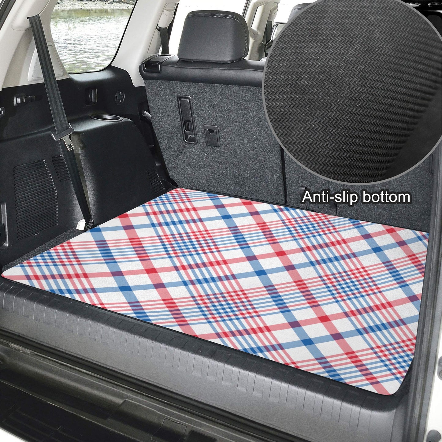 USA/American Flag Inspired Plaid Pattern Car Trunk Mat 100 × 75 cm / 39.4 × 30 in Printed in the USA