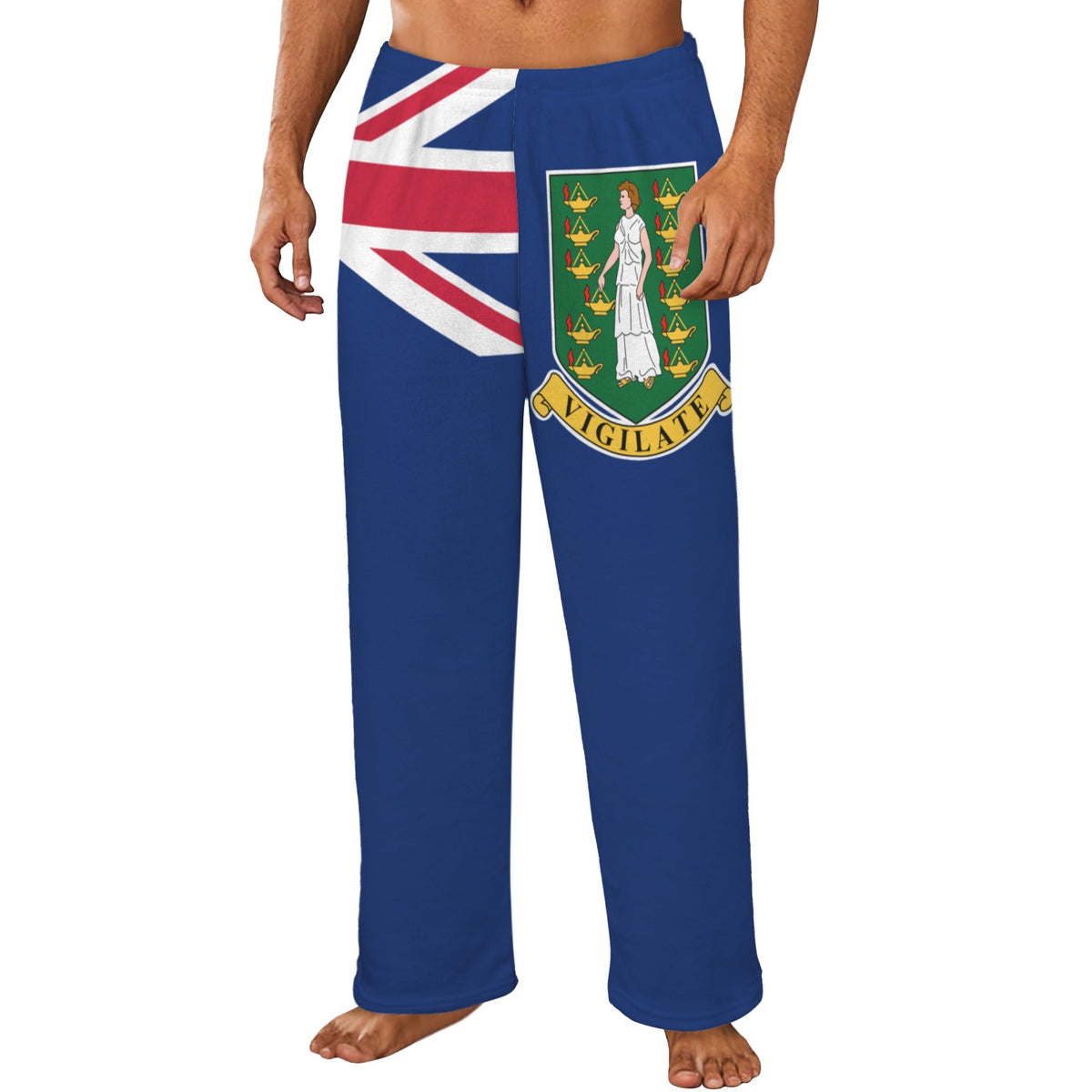 (British) Virgin Islands Flag Inspired Men's Flannel Pajama Trousers Printed in the USA