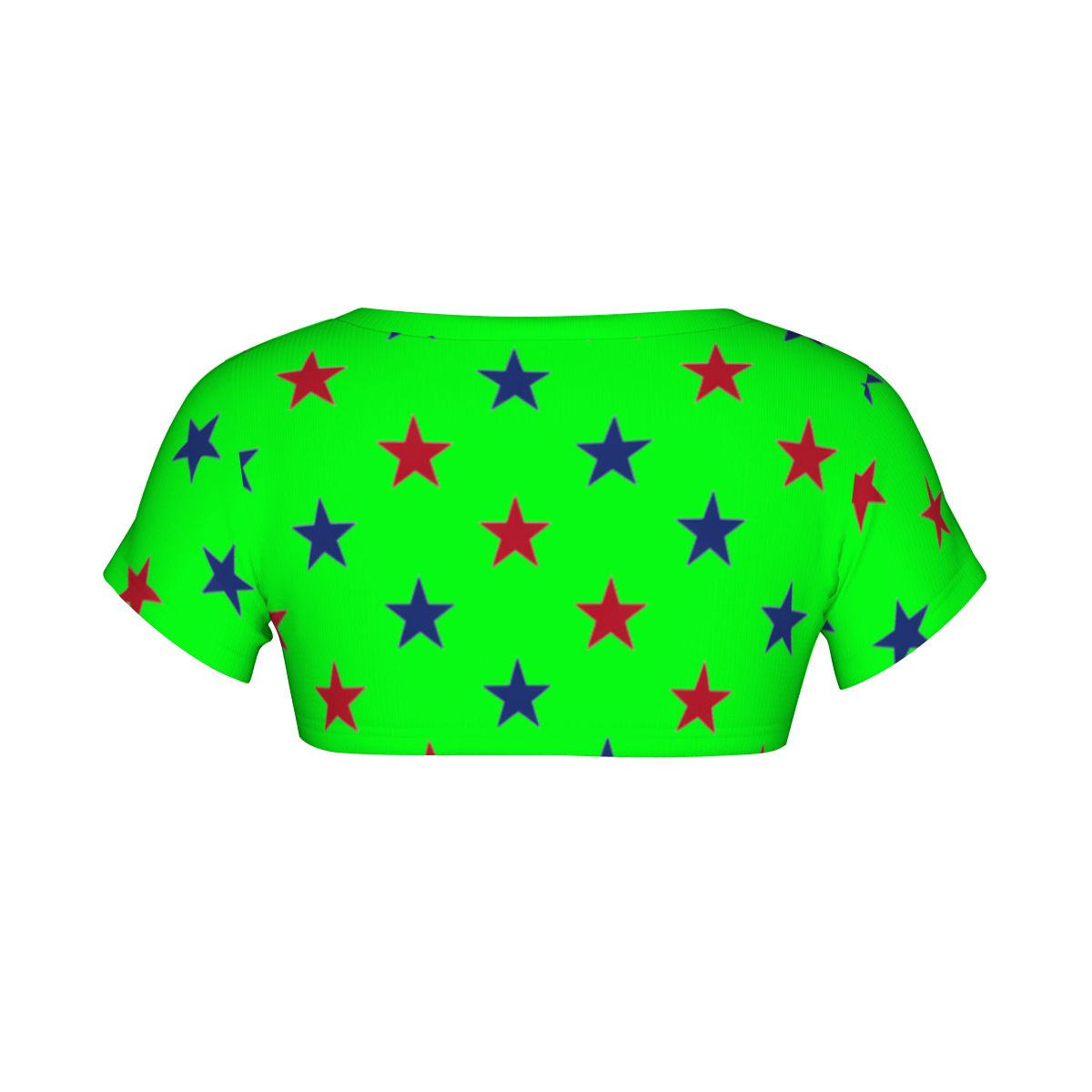 USA/American Flag Inspired Red &amp; Blue Stars on Green Women's 1/2 Cut Short Sleeve T-Shirt