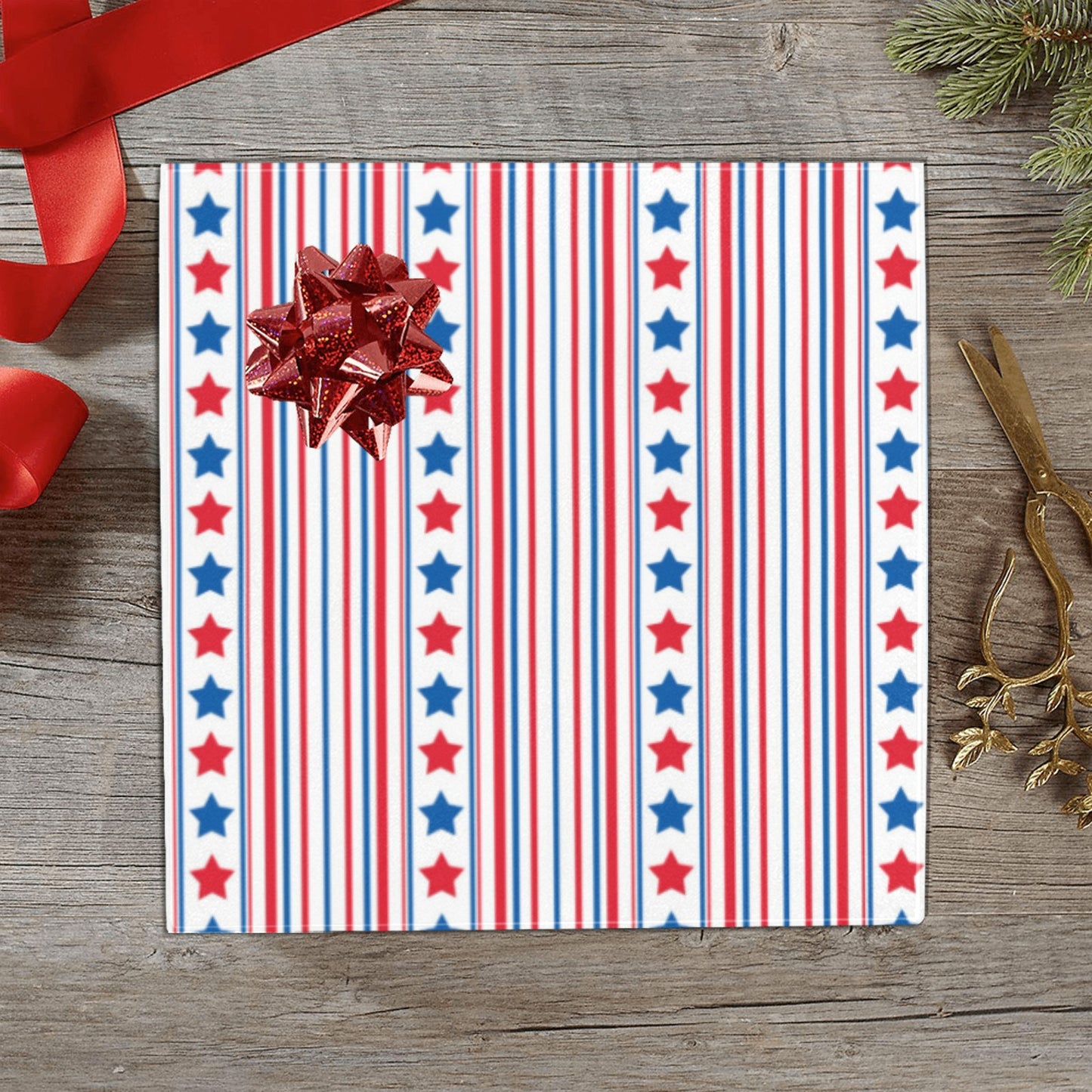 USA/American Flag Inspired Stars & Stripes Pattern Custom Gift Wrapping Paper 58"x 22.5" (4 Rolls)