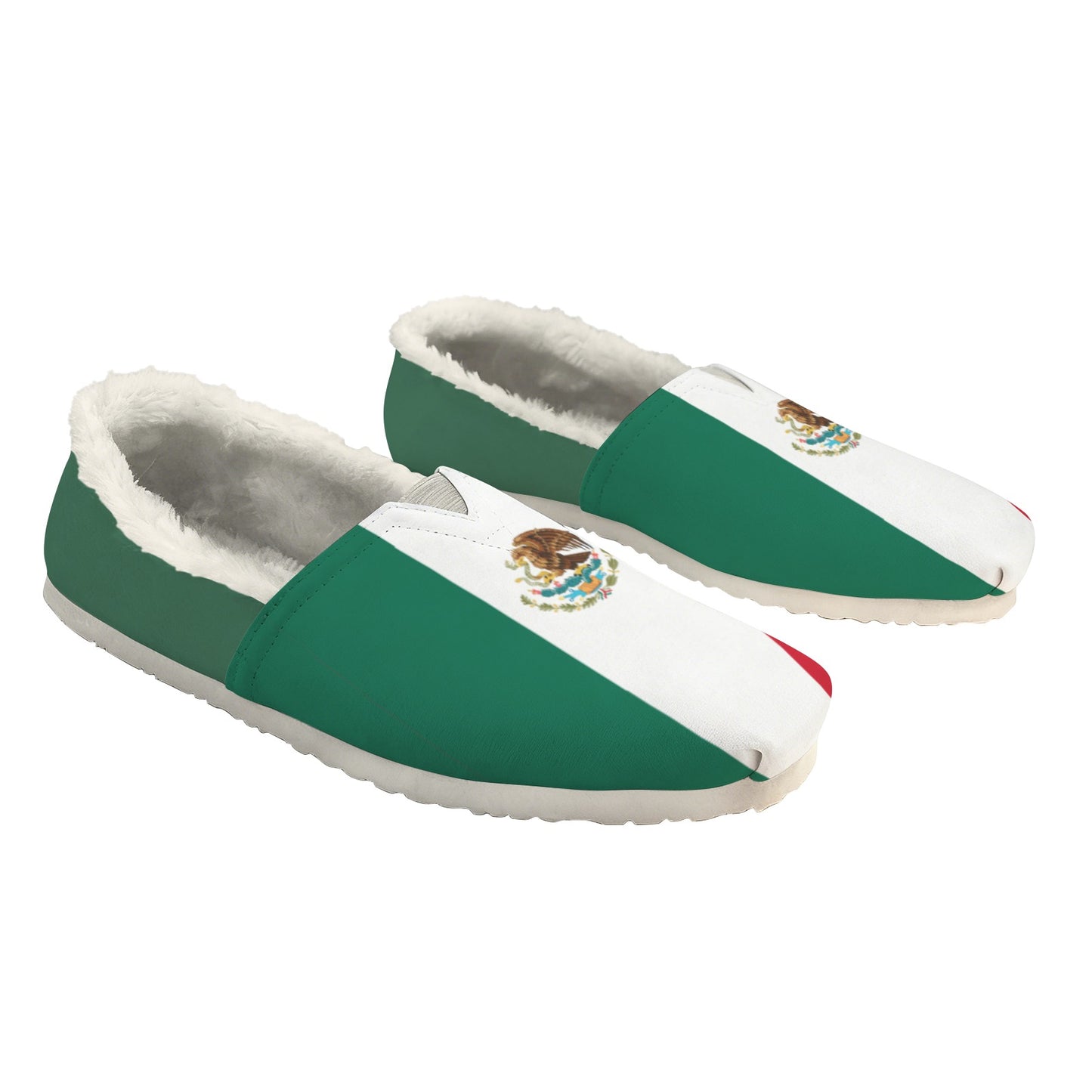 Mexico Flag Inspired Women's Fleece-Lined Canvas Slip-On