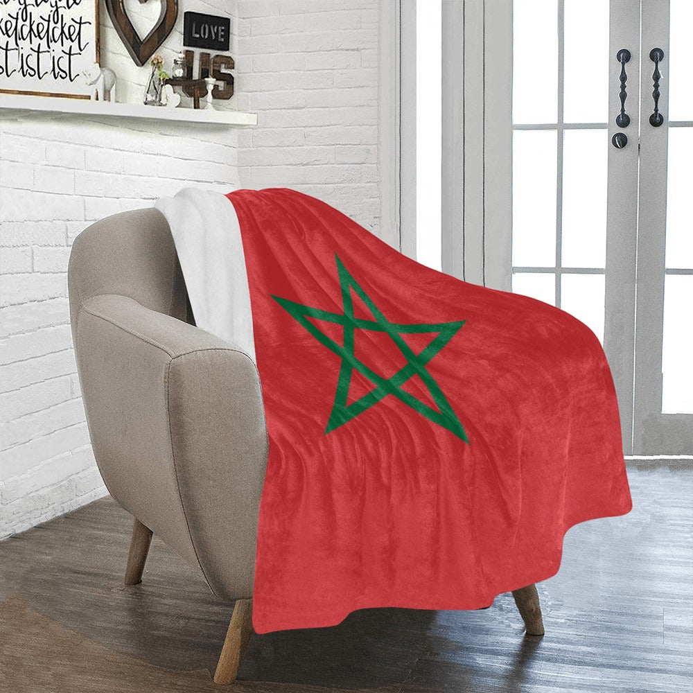 Cozy Moroccan flag blanket on chair, Luv My Flag.