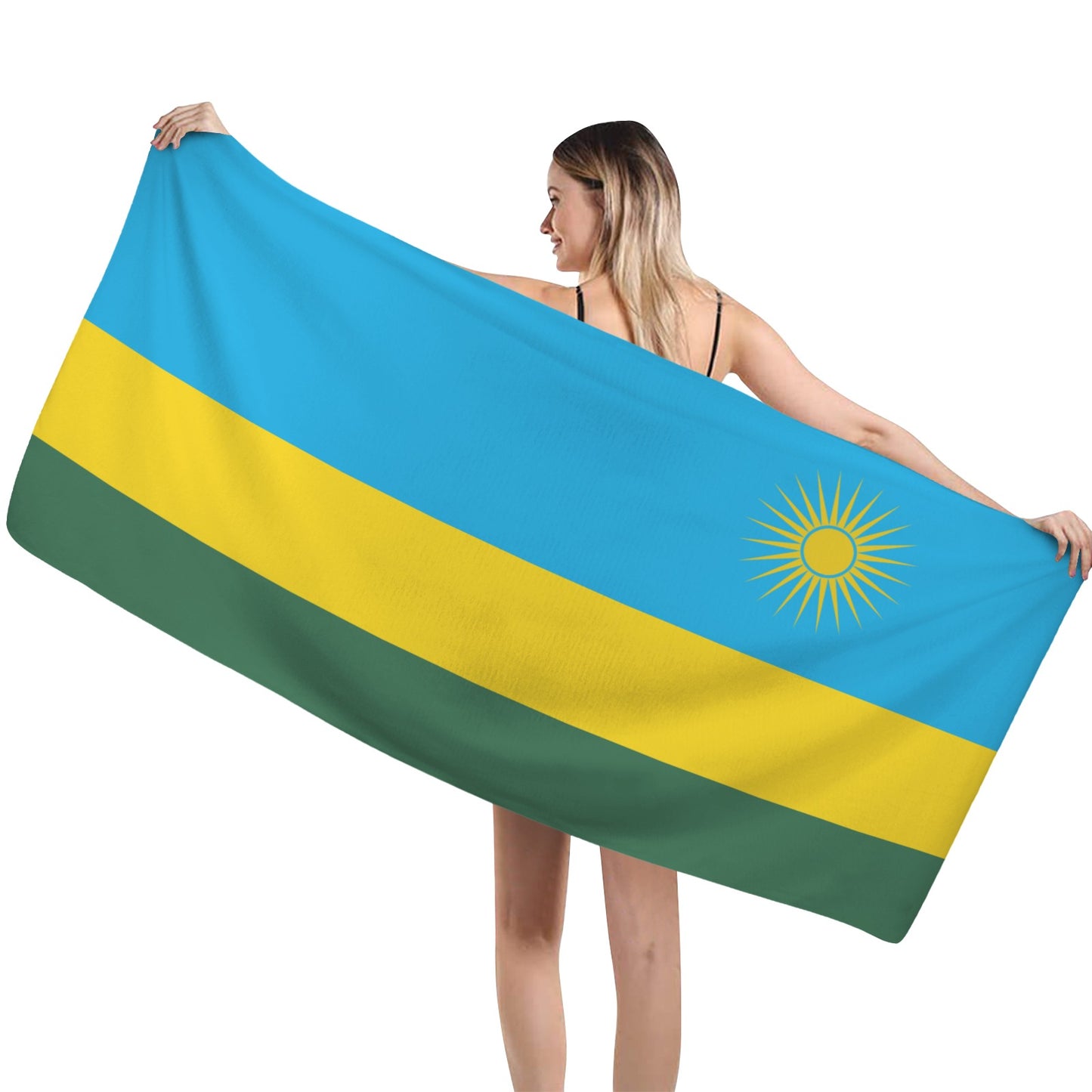 Rwanda Flag Inspired Custom Bath Towel 29"x58"(Made in USA)