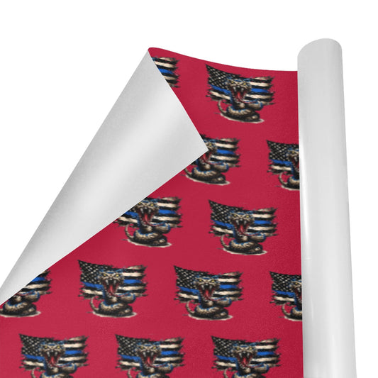 Thin Blue Line Flag Inspired Snake Custom Gift Wrapping Paper 58"x 22.5" (4 Rolls)