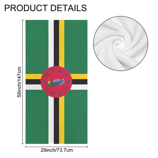 Dominica Flag Inspired Custom Bath Towel 29"x58"(Made in USA)