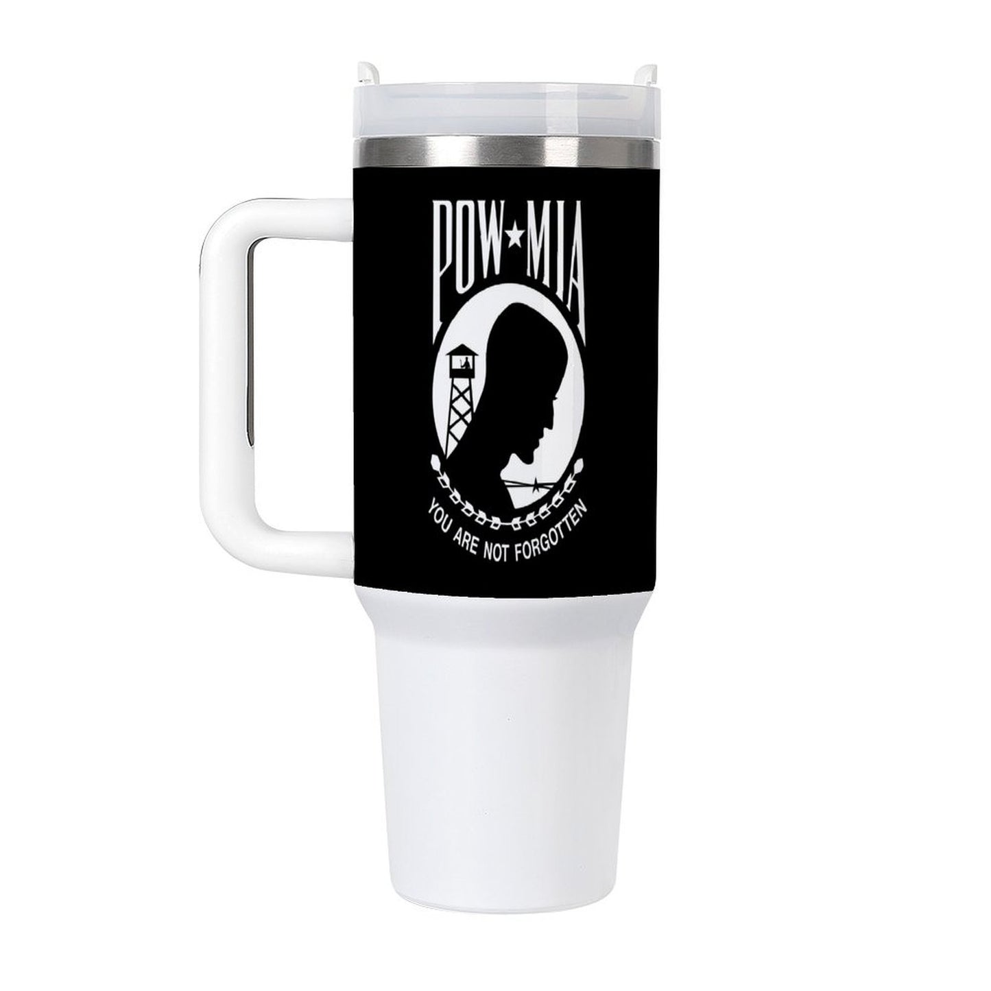 POW/MIA Flag Inspired 40 oz Stainless Steel Tumbler (Made in the USA)