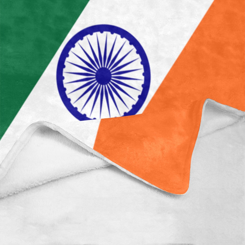 Luv My Flag blanket featuring Indian flag design, soft texture.