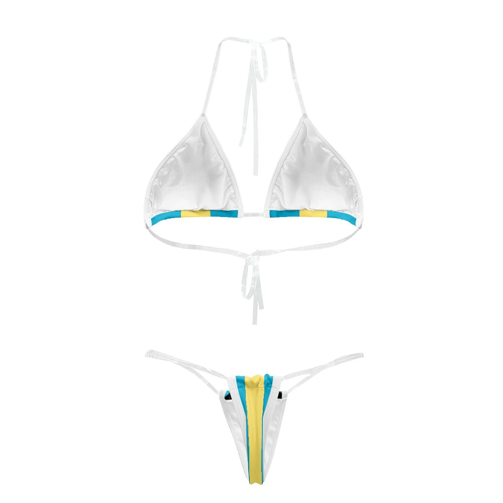 Bahamas Flag Inspired Transparent String Bikini