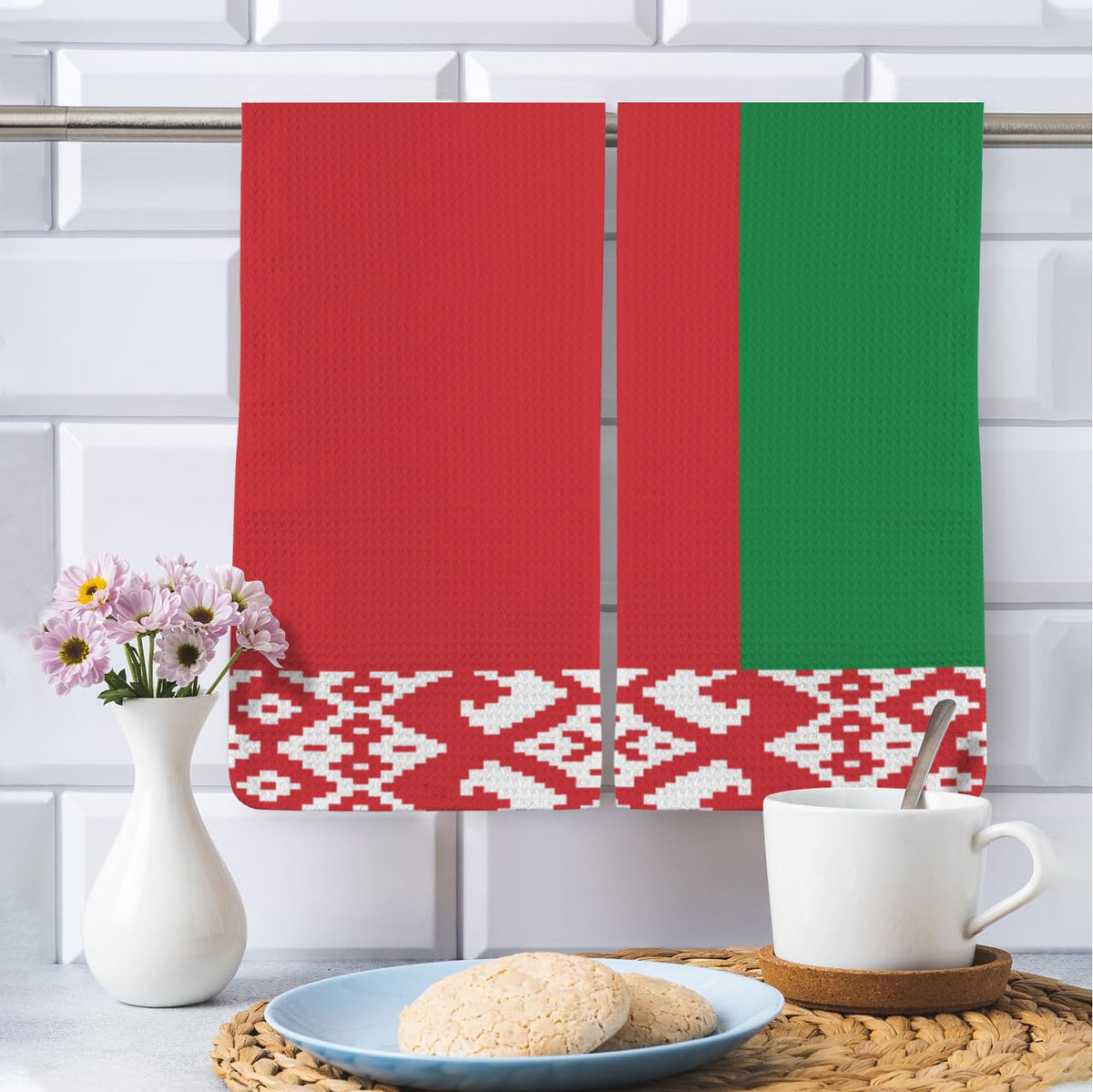 Belarus Flag Inspired Kitchen Towel 40X60cm (Pack of 2) | Printed In the USA
