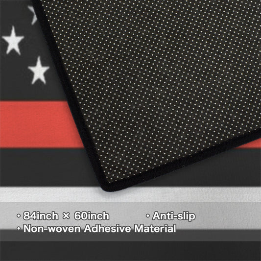 Thin Red Line Flag Inspired 84x60 Inch Area Rug with Black Binding (Made in the USA)