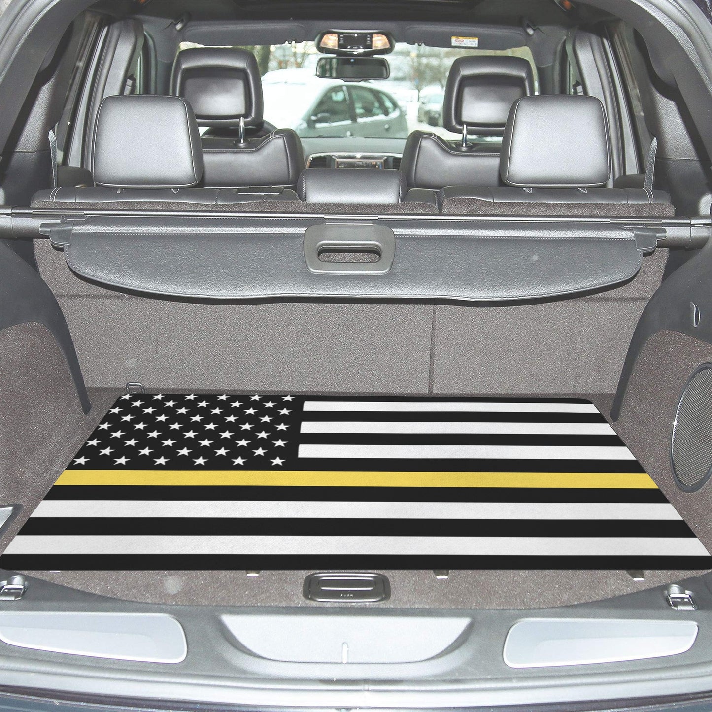 Thin Gold Line Flag Inspired Car Trunk Mat 100 × 75 cm / 39.4 × 30 in Printed in the USA