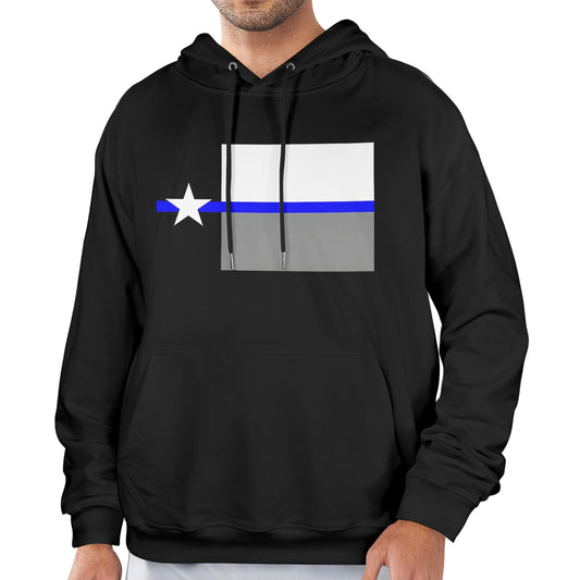 Thin Blue Line Flag Inspired Texas Flag Men's Hoodie (Made in the USA)