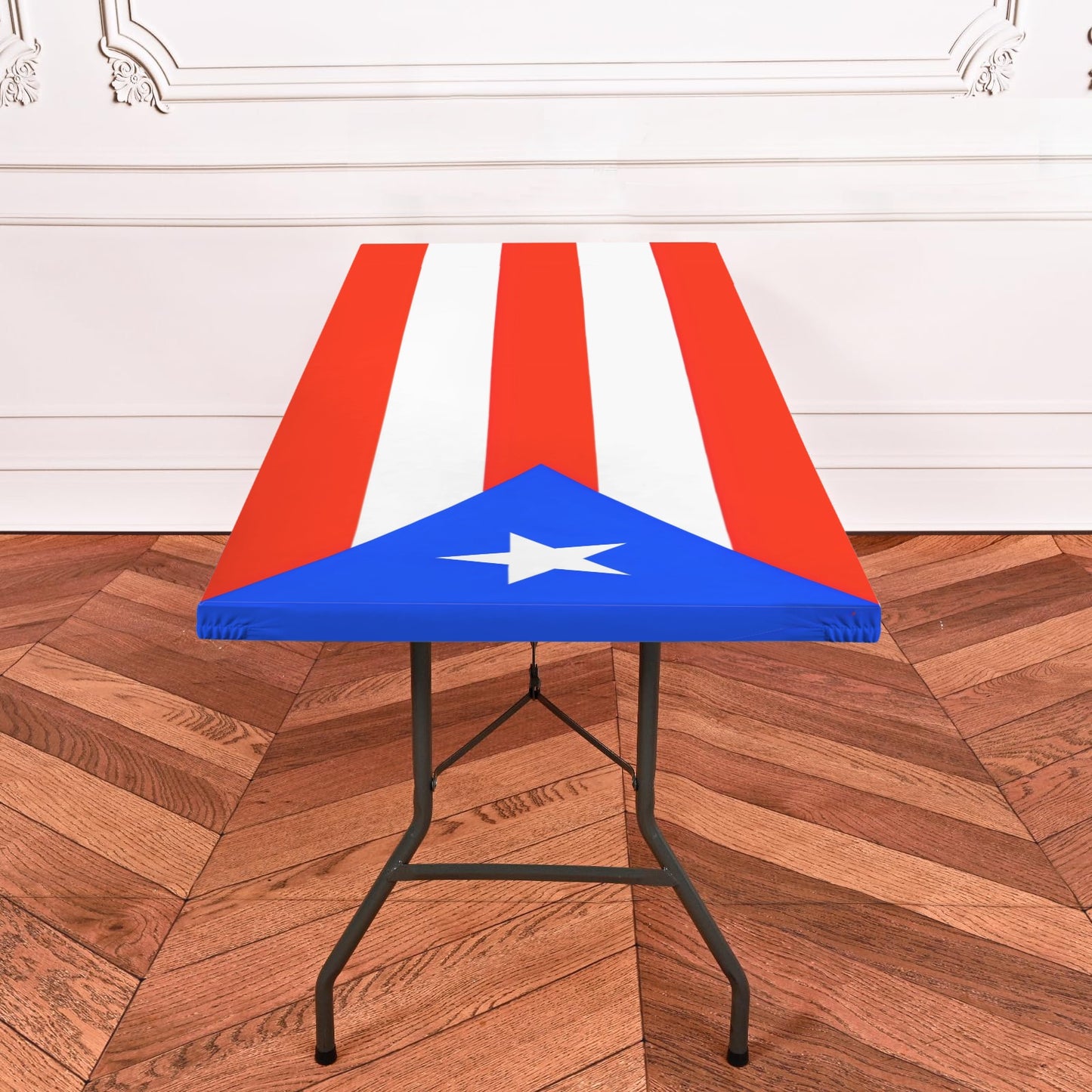 Puerto Rico Flag Inspired Custom Elastic Fitted Tablecloth 72x30 inch (Made in the USA)
