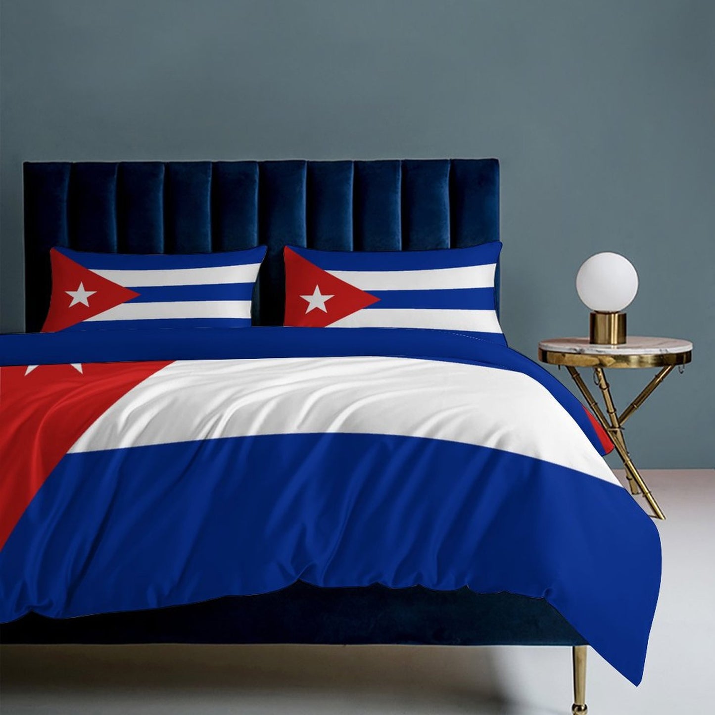 Cuba Flag Inspired 3-Piece Bedding Set (1 Duvet Cover + 2 Pillow Shams) – 102"×90"