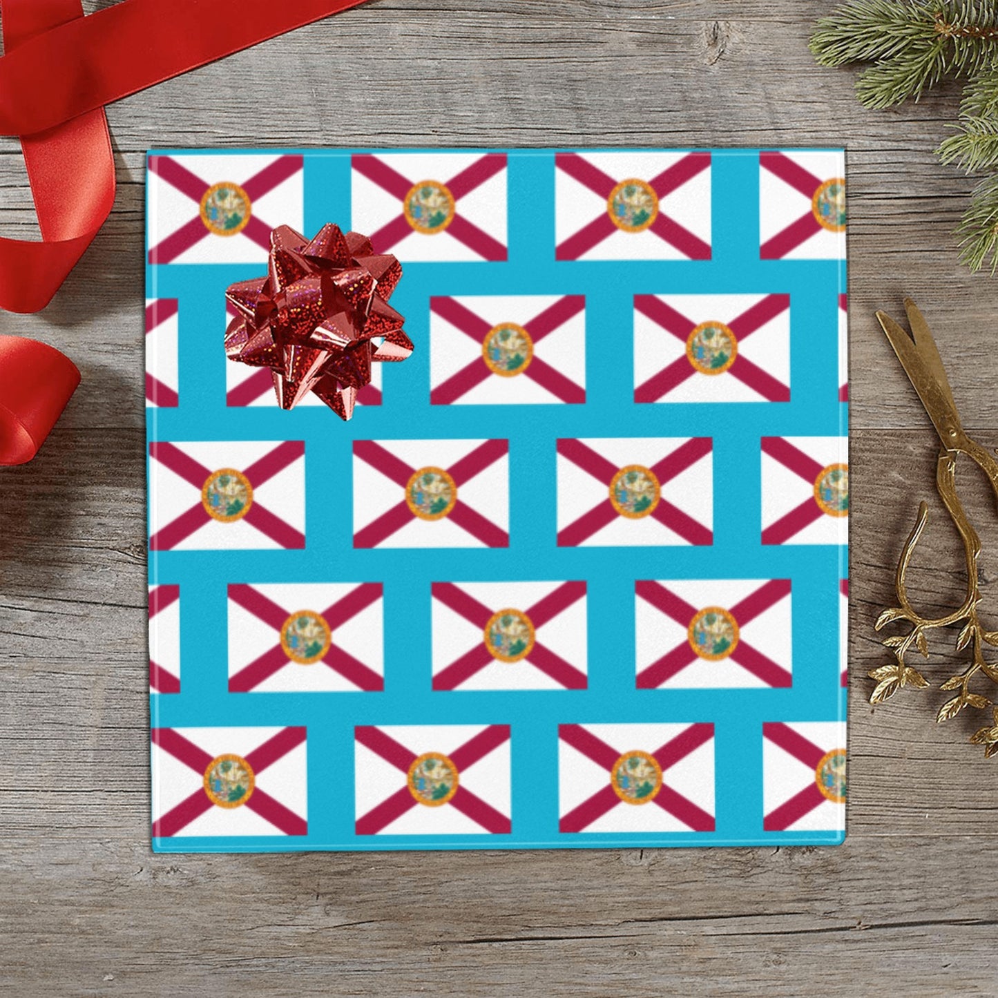 Florida Flag Custom Gift Wrapping Paper 58"x 22.5" (4 Rolls)