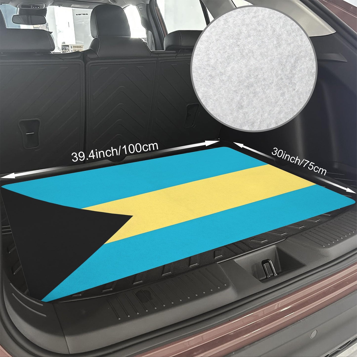 Bahamas Flag Inspired Car Trunk Mat 100 × 75 cm / 39.4 × 30 in Printed in the USA