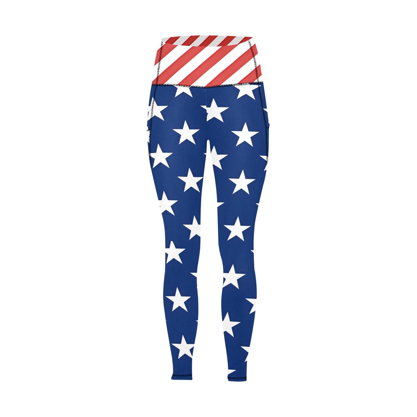 Leggings with American flag design on a white background