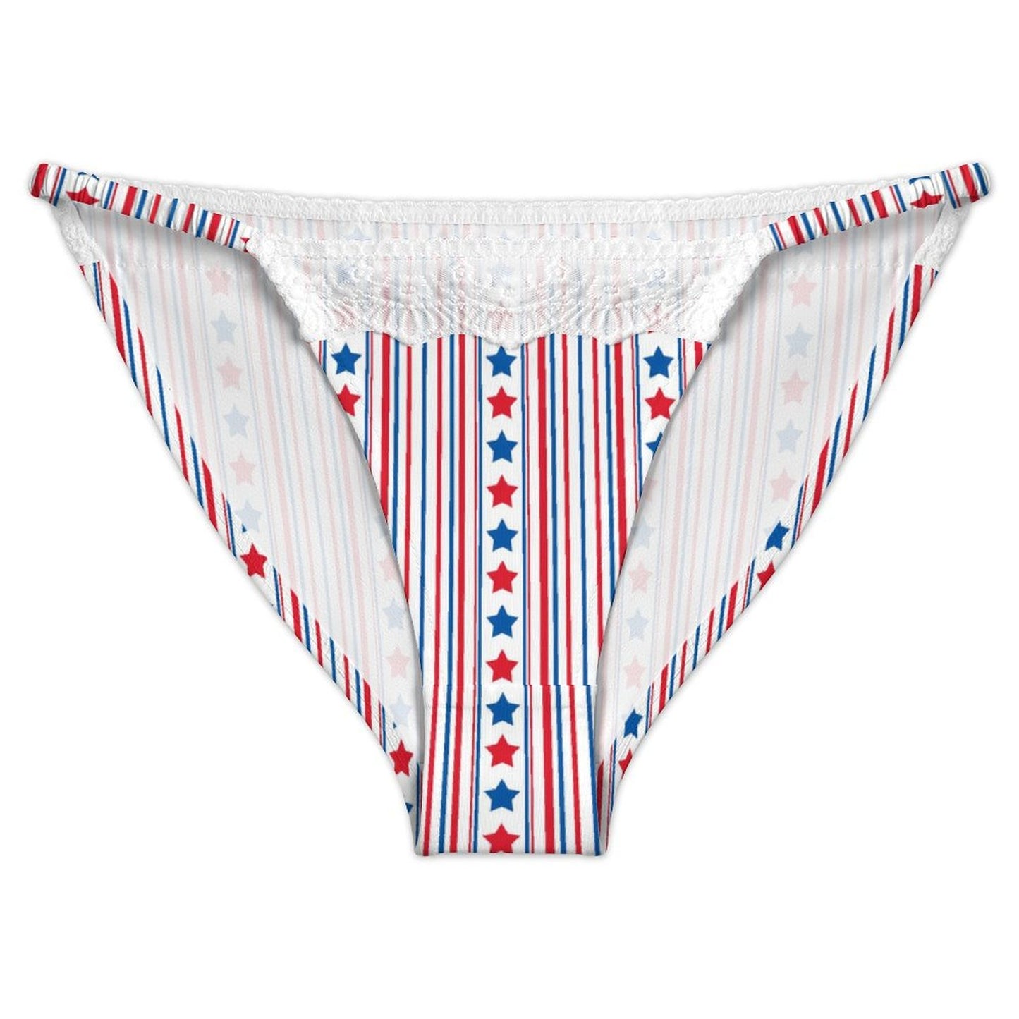 USA/American Flag Inspired Stars & Stripes Pattern Lace Trim Underwear