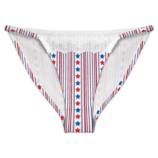 USA/American Flag Inspired Stars & Stripes Pattern Lace Trim Underwear