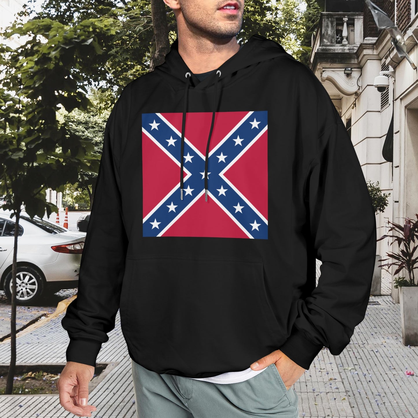 Confederate Battle Flag Inspired Men's Hoodie (Made in the USA)