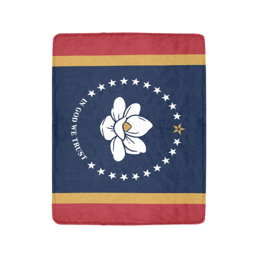 [Luv My Flag] blanket featuring magnolia and star design.