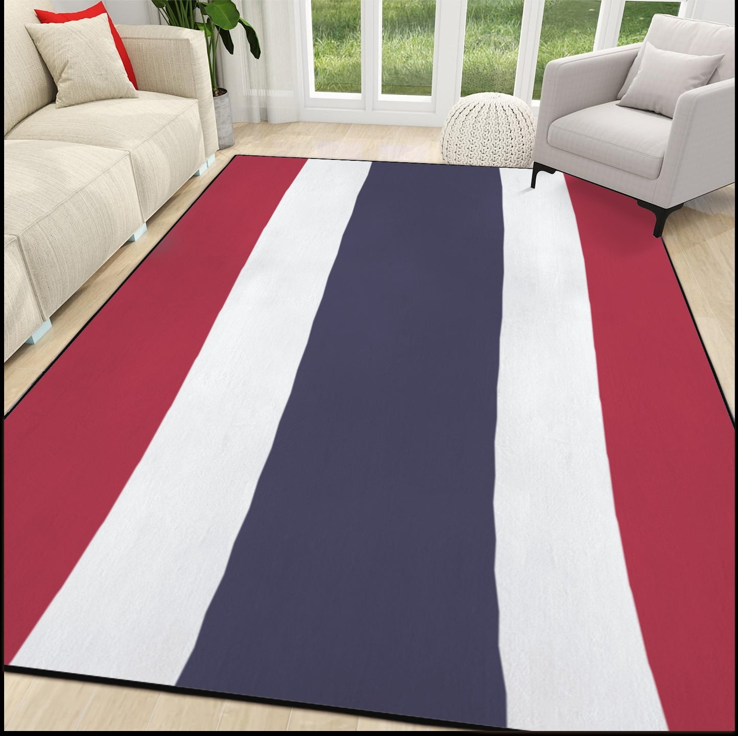 Thailand Flag Inspired 84x60 Inch Area Rug with Black Binding (Made in the USA)