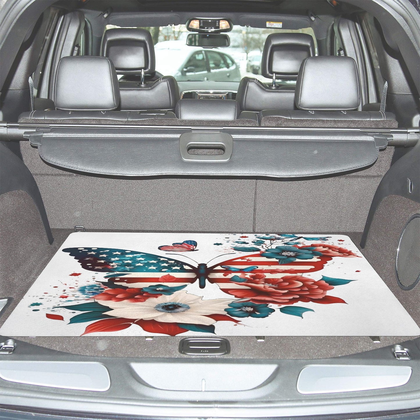USA/American Flag Inspired Butterfly Car Trunk Mat 100 × 75 cm / 39.4 × 30 in Printed in the USA