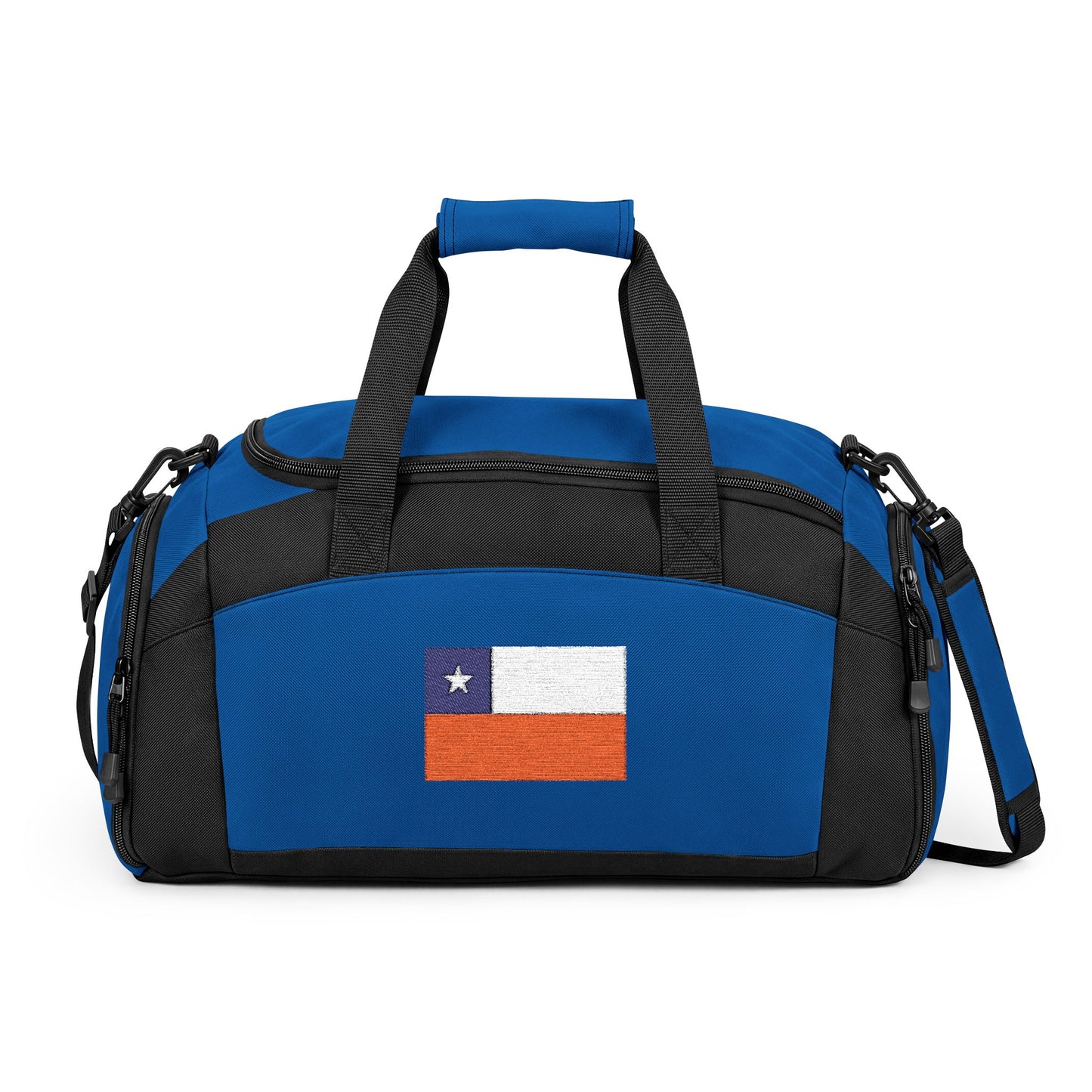 Chile Flag Gym Bag — Black Duffle with Embroidered Chile Flag