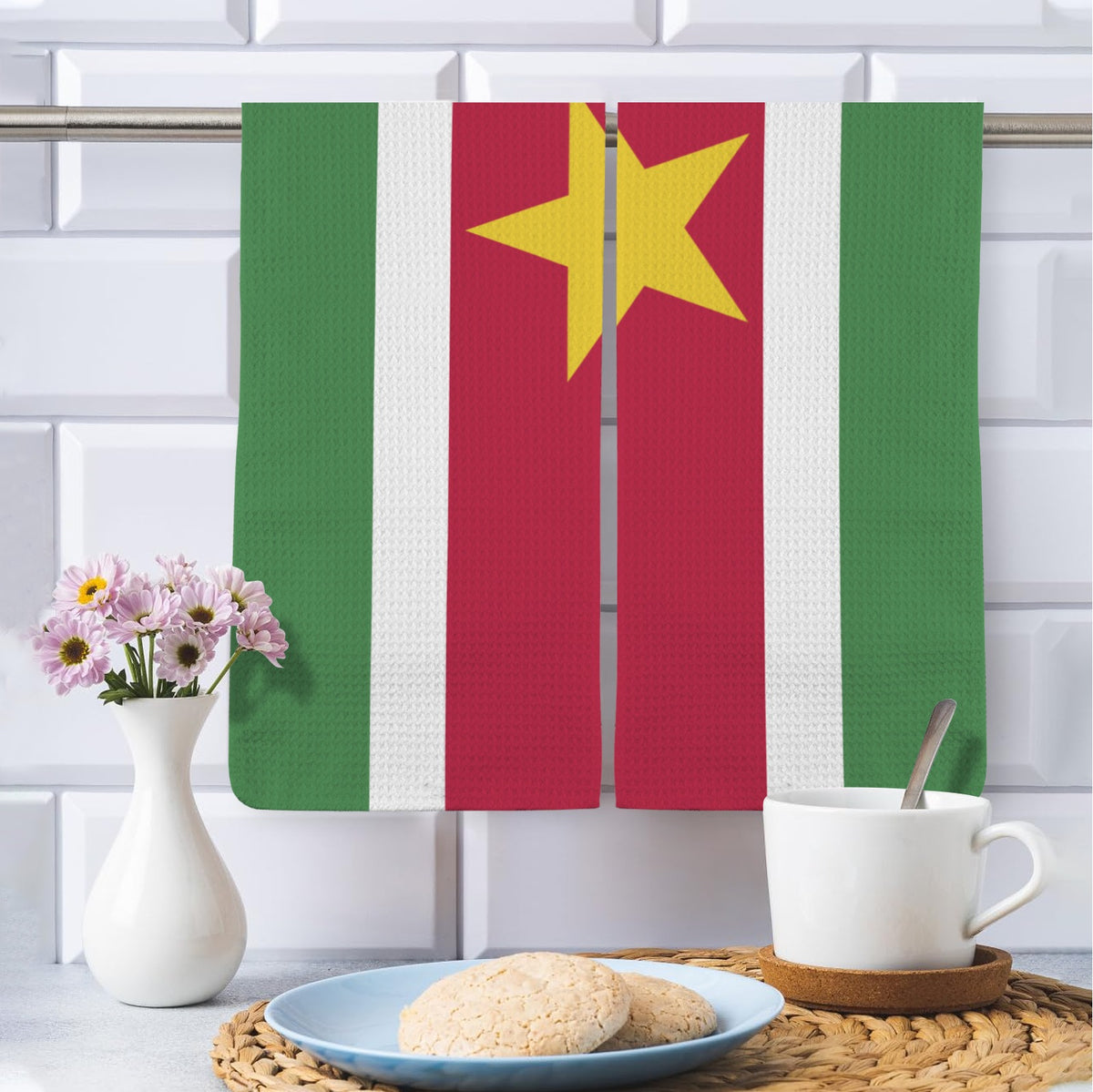 Suriname Flag Inspired Kitchen Towel 40X60cm (Pack of 2) | Printed In the USA