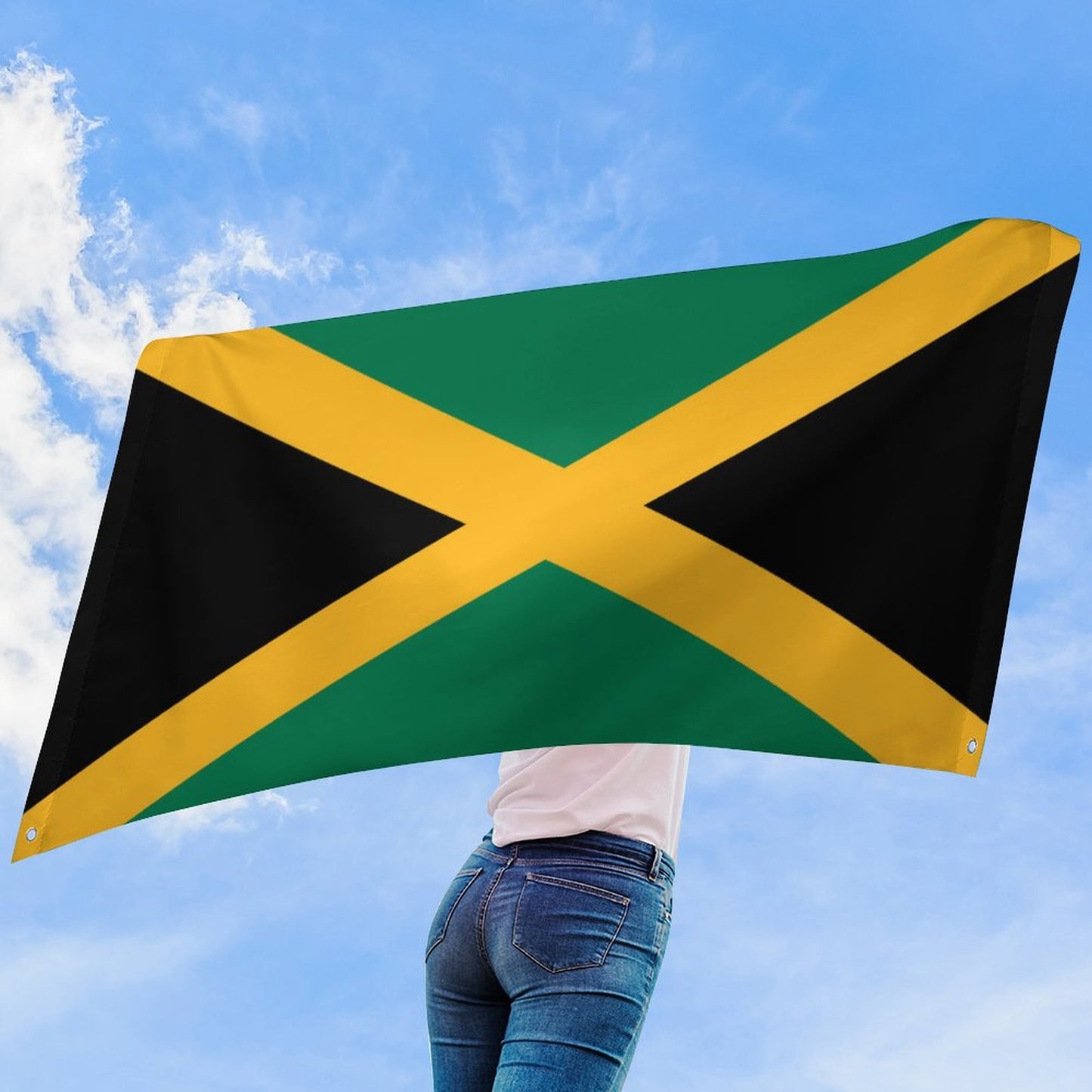 Jamaica Flag Inspired Wall Mount Flag with Four Grommets (35x59 in)