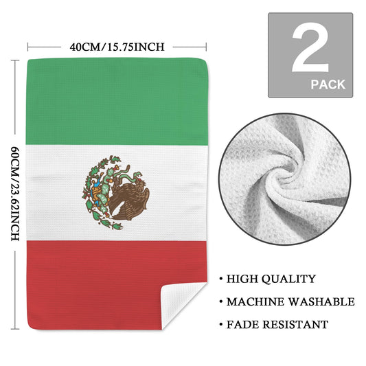 Mexico Flag Inspired Kitchen Towel 40X60cm (Pack of 2) (Made in the USA)