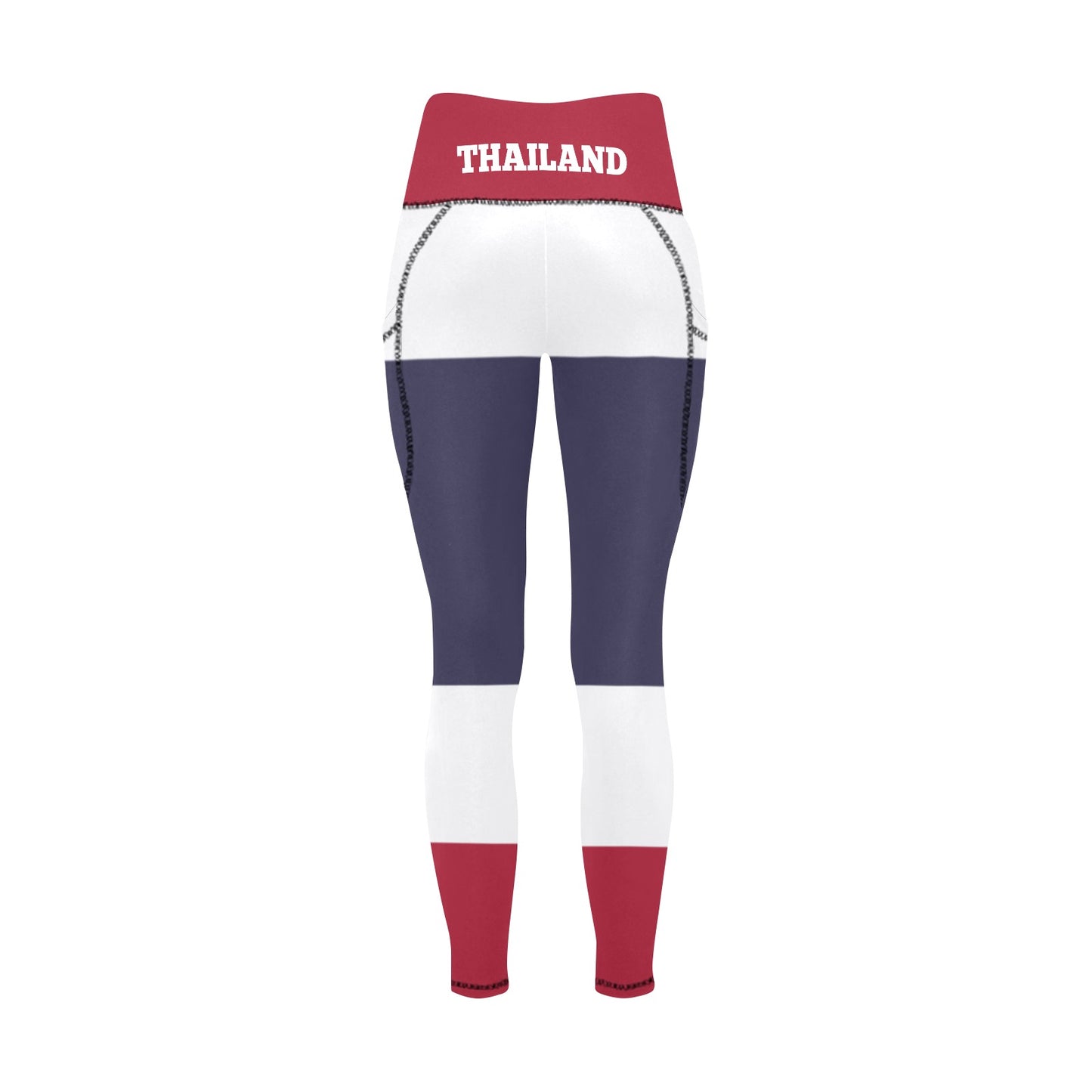 Thailand Flag Inspired Women’s High Waist Leggings with Pockets