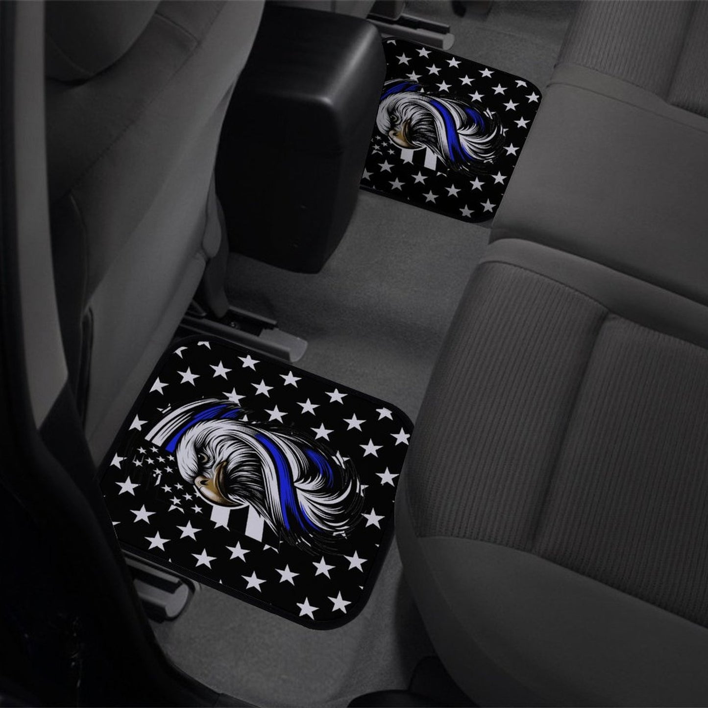 Thin Blue Line Flag Inspired Eagle Car Floor Mats(4pcs)