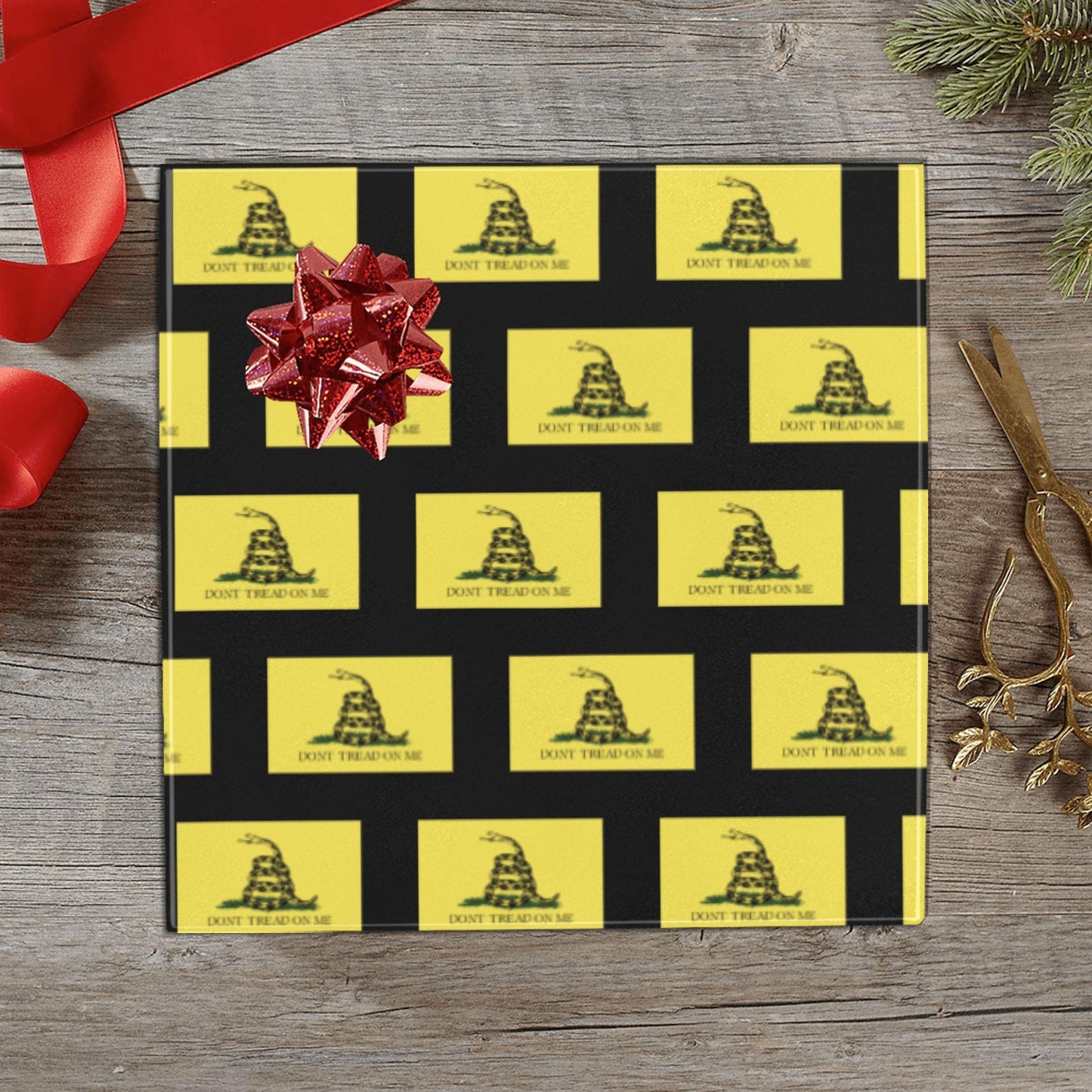 Gadsden Flag Inspired Custom Gift Wrapping Paper 58"x 22.5" (4 Rolls)