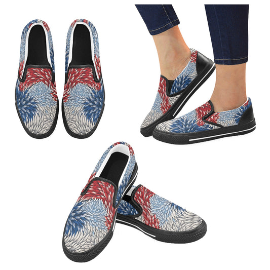 USA/American Flag Inspired Feather Pattern Men's Slip-on Canvas Shoes