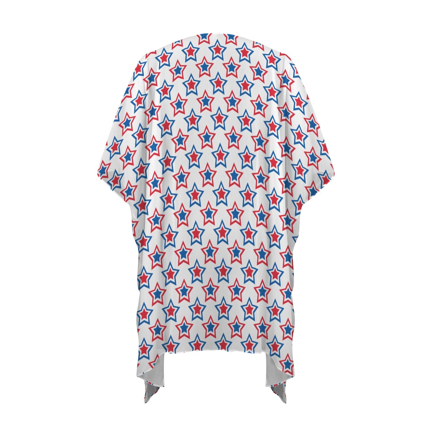 USA/American Flag Inspired Red, White & Blue Stars Pattern Women's Long Cover Up