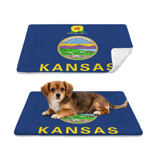 Kansas Flag Inspired Pet Mat 25x18inch (Made in the USA)