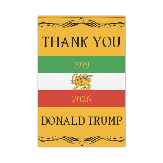 Iran Lion and Sun Flag Inspired Garden Flag 12 x 18 or 28 x 40 – Thank You USA / Thank You Donald Trump – Made in the USA