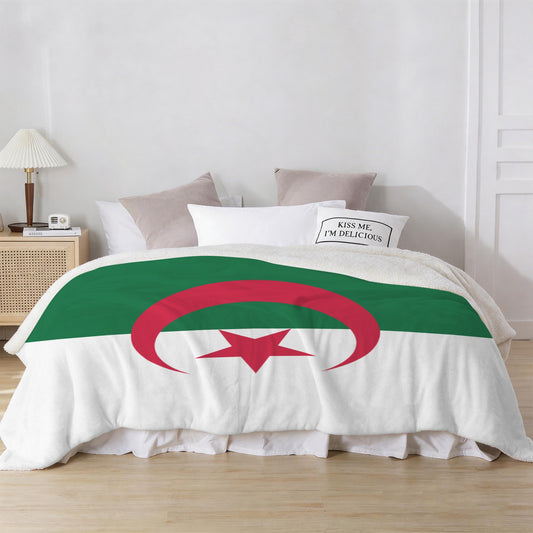 Algeria Flag Inspired Sherpa Fleece Blanket 90" x 108" | Ships from USA